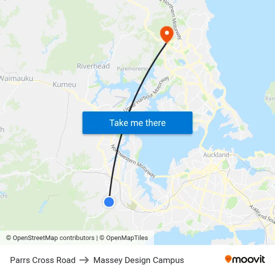 Parrs Cross Road to Massey Design Campus map