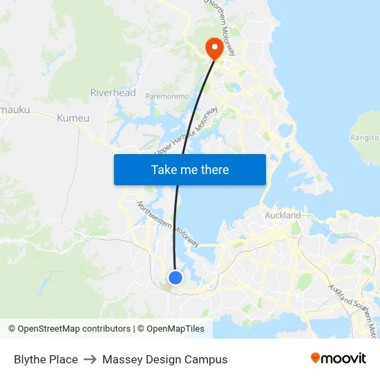 Blythe Place to Massey Design Campus map