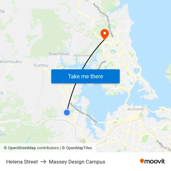 Helena Street to Massey Design Campus map