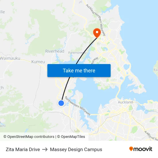 Zita Maria Drive to Massey Design Campus map