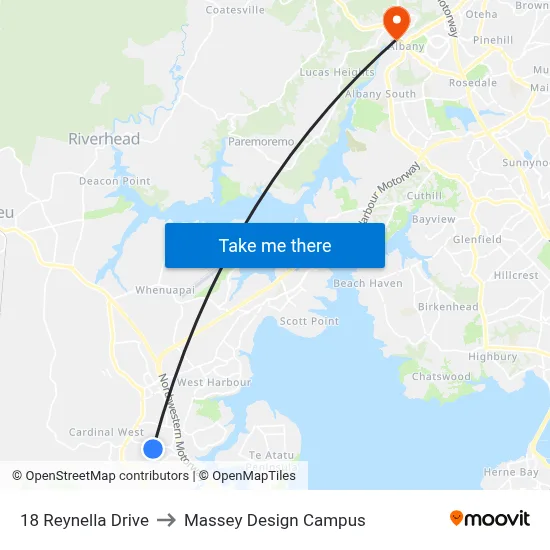 18 Reynella Drive to Massey Design Campus map
