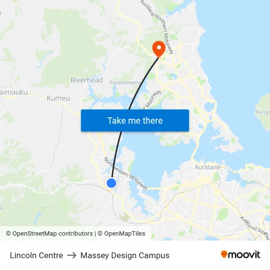 Lincoln Centre to Massey Design Campus map