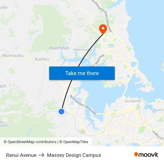 Ranui Avenue to Massey Design Campus map