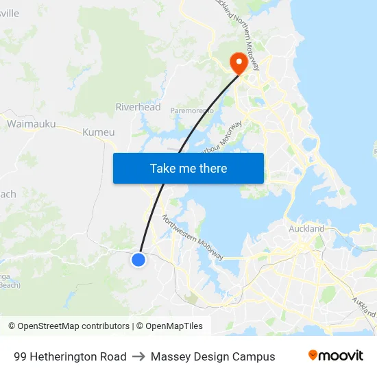 99 Hetherington Road to Massey Design Campus map