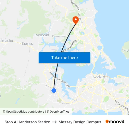 Stop A Henderson Station to Massey Design Campus map