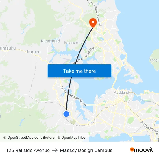 126 Railside Avenue to Massey Design Campus map