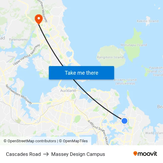 Cascades Road to Massey Design Campus map