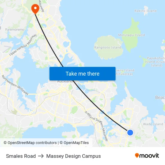 Smales Road to Massey Design Campus map