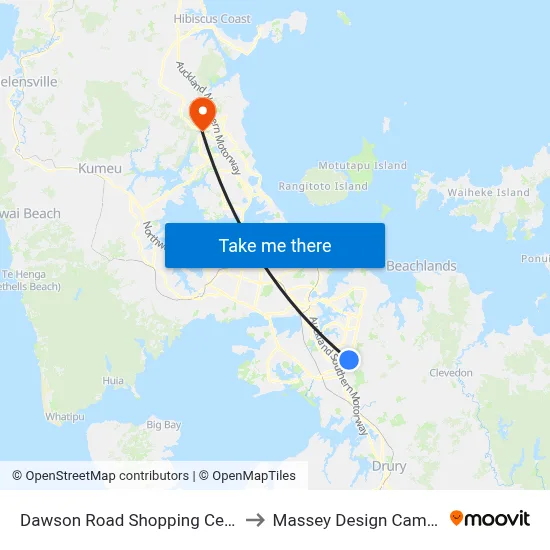 Dawson Road Shopping Centre to Massey Design Campus map