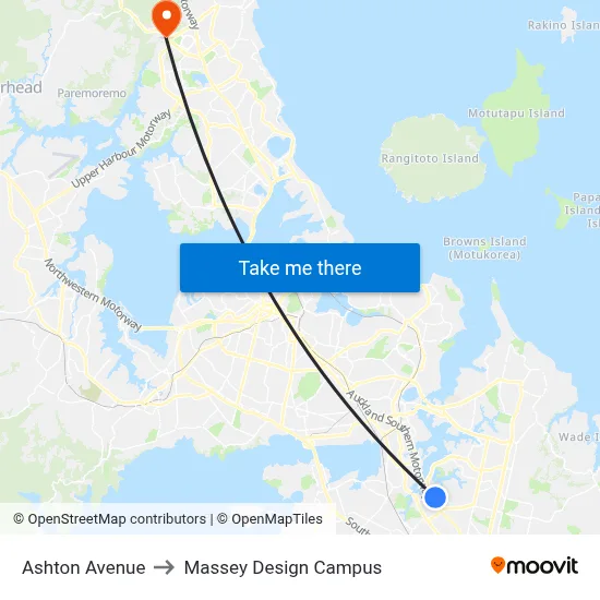Ashton Avenue to Massey Design Campus map