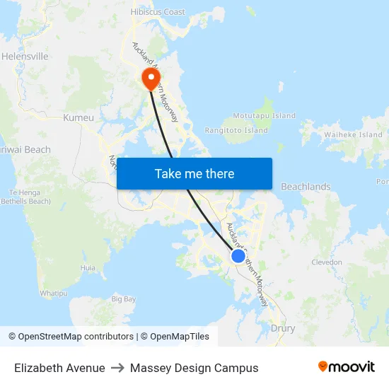Elizabeth Avenue to Massey Design Campus map