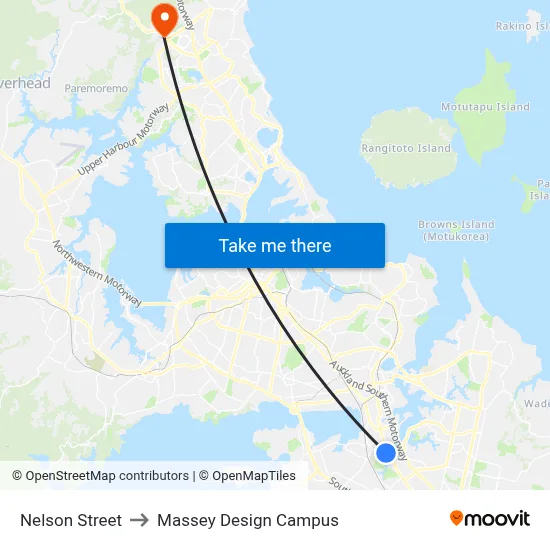 Nelson Street to Massey Design Campus map
