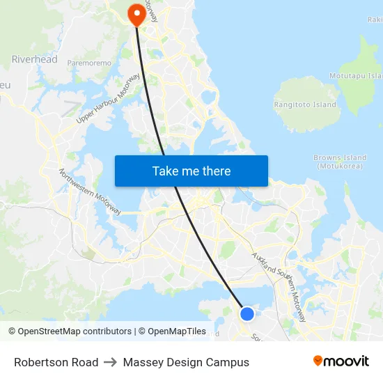 Robertson Road to Massey Design Campus map