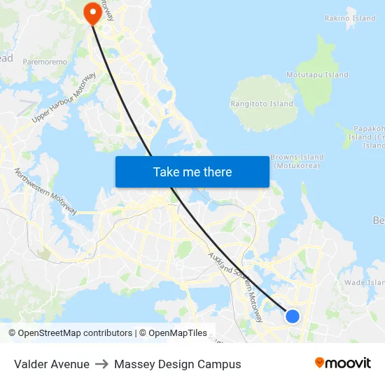 Valder Avenue to Massey Design Campus map