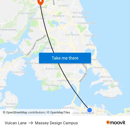 Vulcan Lane to Massey Design Campus map