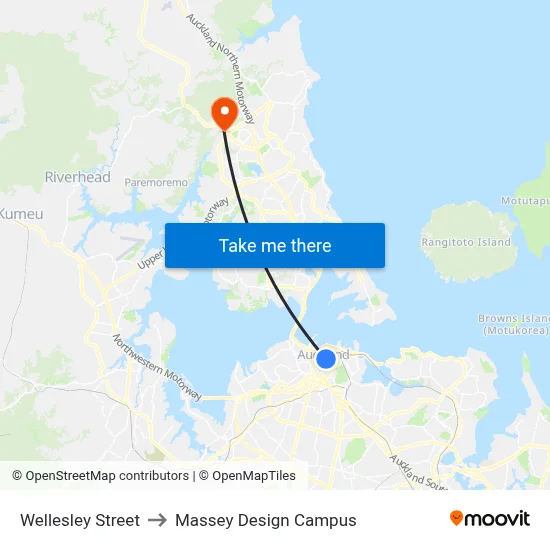 Wellesley Street to Massey Design Campus map