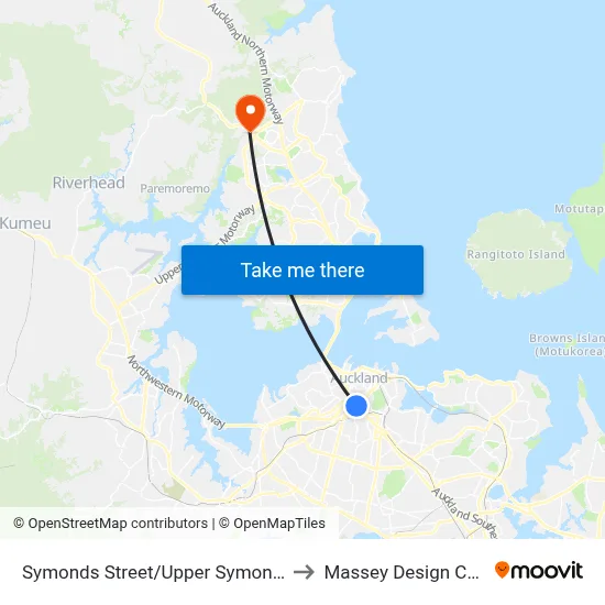 Symonds Street/Upper Symonds Street to Massey Design Campus map