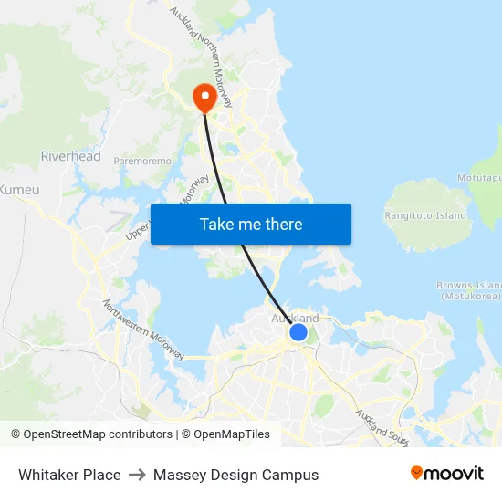 Whitaker Place to Massey Design Campus map