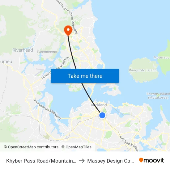 Khyber Pass Road/Mountain Road to Massey Design Campus map