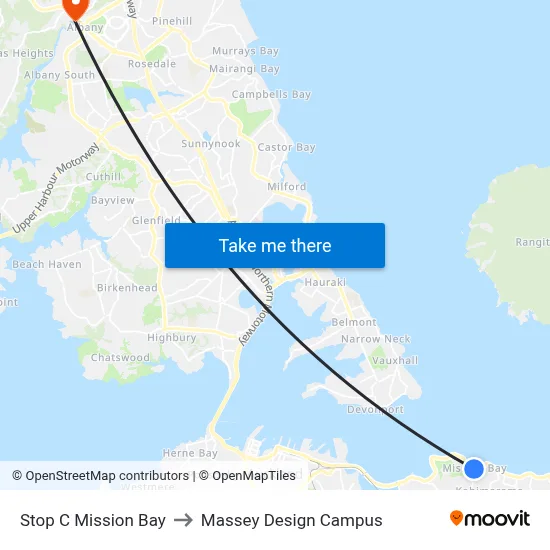 Stop C Mission Bay to Massey Design Campus map