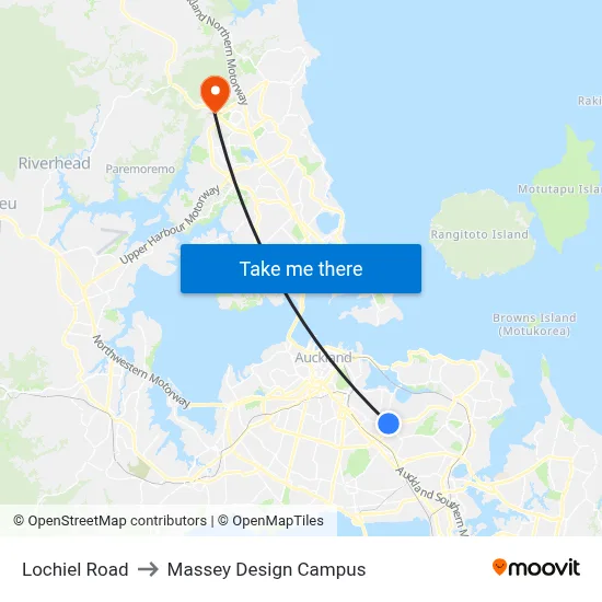 Lochiel Road to Massey Design Campus map
