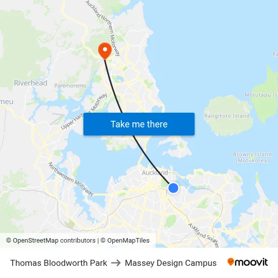 Thomas Bloodworth Park to Massey Design Campus map