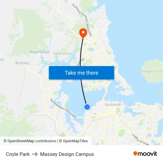 Coyle Park to Massey Design Campus map