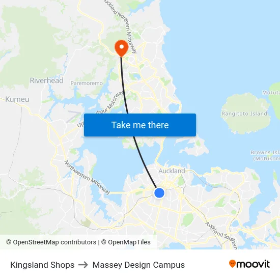 Kingsland Shops to Massey Design Campus map