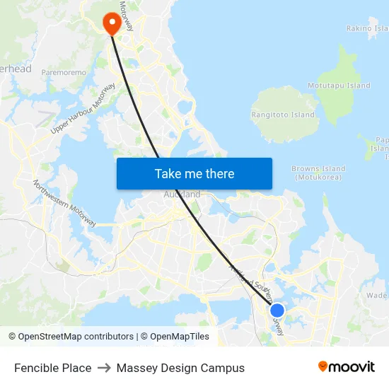 Fencible Place to Massey Design Campus map