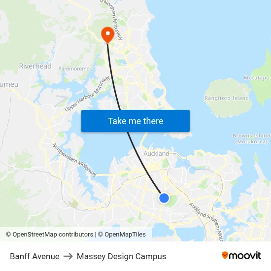 Banff Avenue to Massey Design Campus map