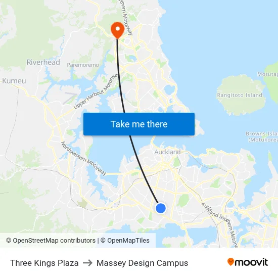 Three Kings Plaza to Massey Design Campus map
