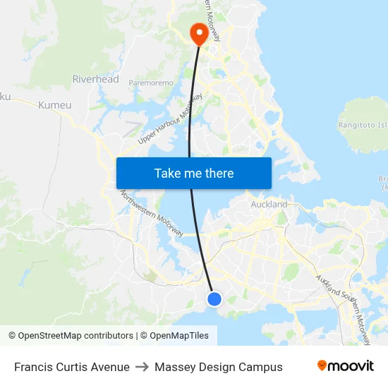Francis Curtis Avenue to Massey Design Campus map