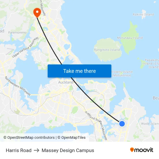 Harris Road to Massey Design Campus map