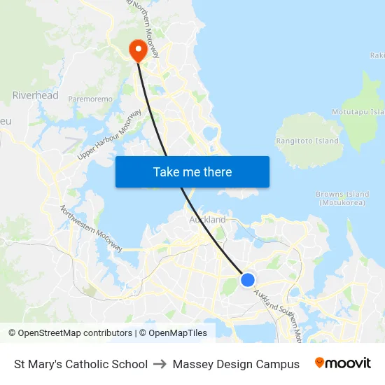 St Mary's Catholic School to Massey Design Campus map