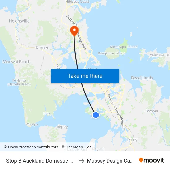 Stop B Auckland Domestic Airport to Massey Design Campus map