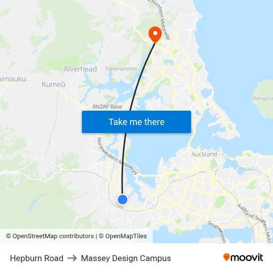 Hepburn Road to Massey Design Campus map