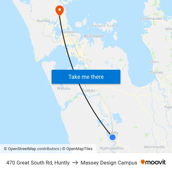 470 Great South Rd, Huntly to Massey Design Campus map