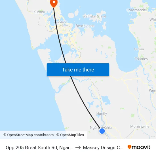 Opp 205 Great South Rd, Ngāruawāhia to Massey Design Campus map