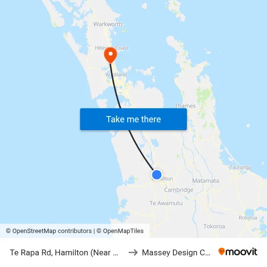 Te Rapa Rd, Hamilton (Near Mckee St) to Massey Design Campus map