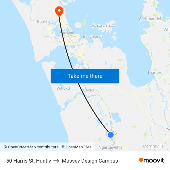50 Harris St, Huntly to Massey Design Campus map