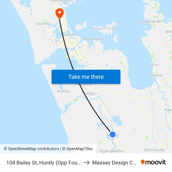 104 Bailey St, Huntly (Opp Four Square) to Massey Design Campus map