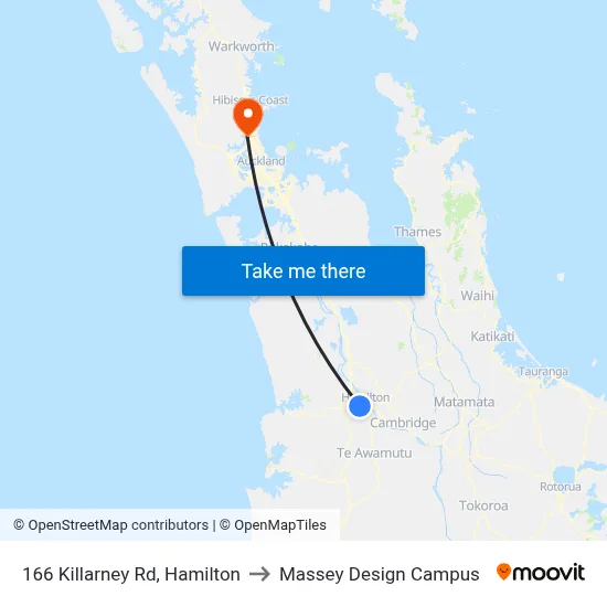 166 Killarney Rd, Hamilton to Massey Design Campus map