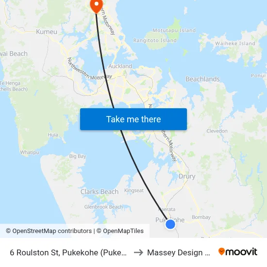 6 Roulston St, Pukekohe (Pukekohe Shops) to Massey Design Campus map