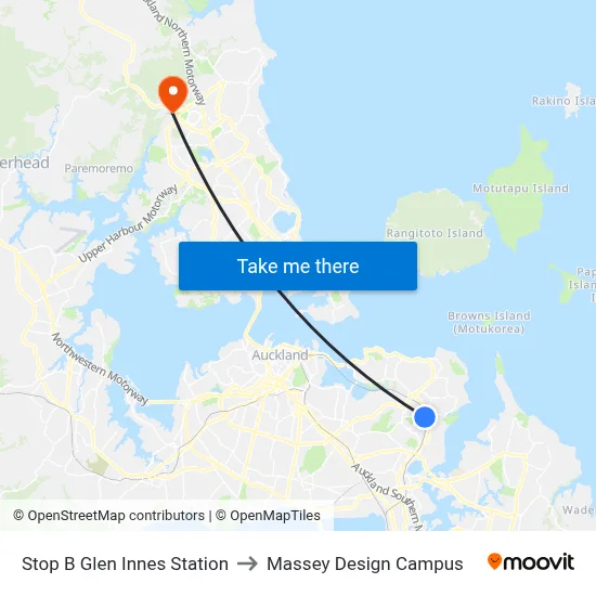 Stop B Glen Innes Station to Massey Design Campus map