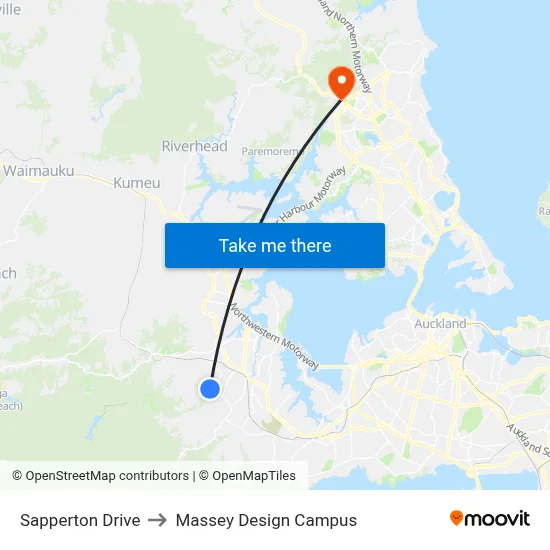 Sapperton Drive to Massey Design Campus map