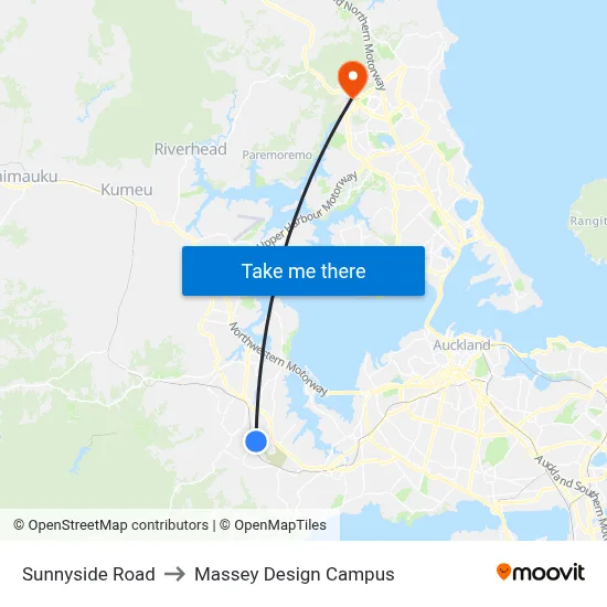 Sunnyside Road to Massey Design Campus map