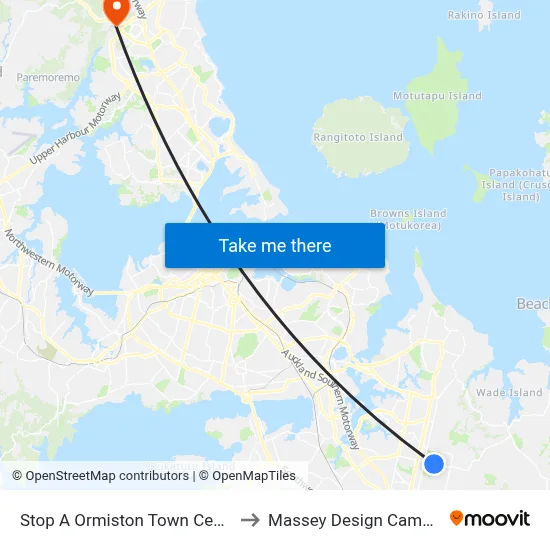 Stop A Ormiston Town Centre to Massey Design Campus map