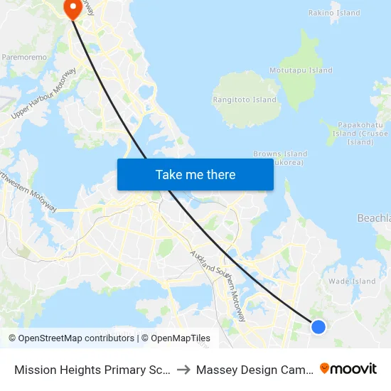 Mission Heights Primary School to Massey Design Campus map