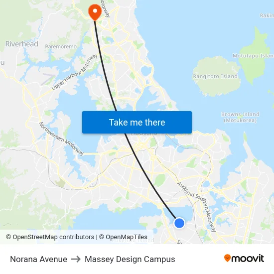 Norana Avenue to Massey Design Campus map
