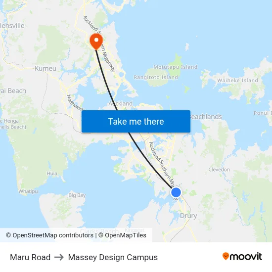 Maru Road to Massey Design Campus map